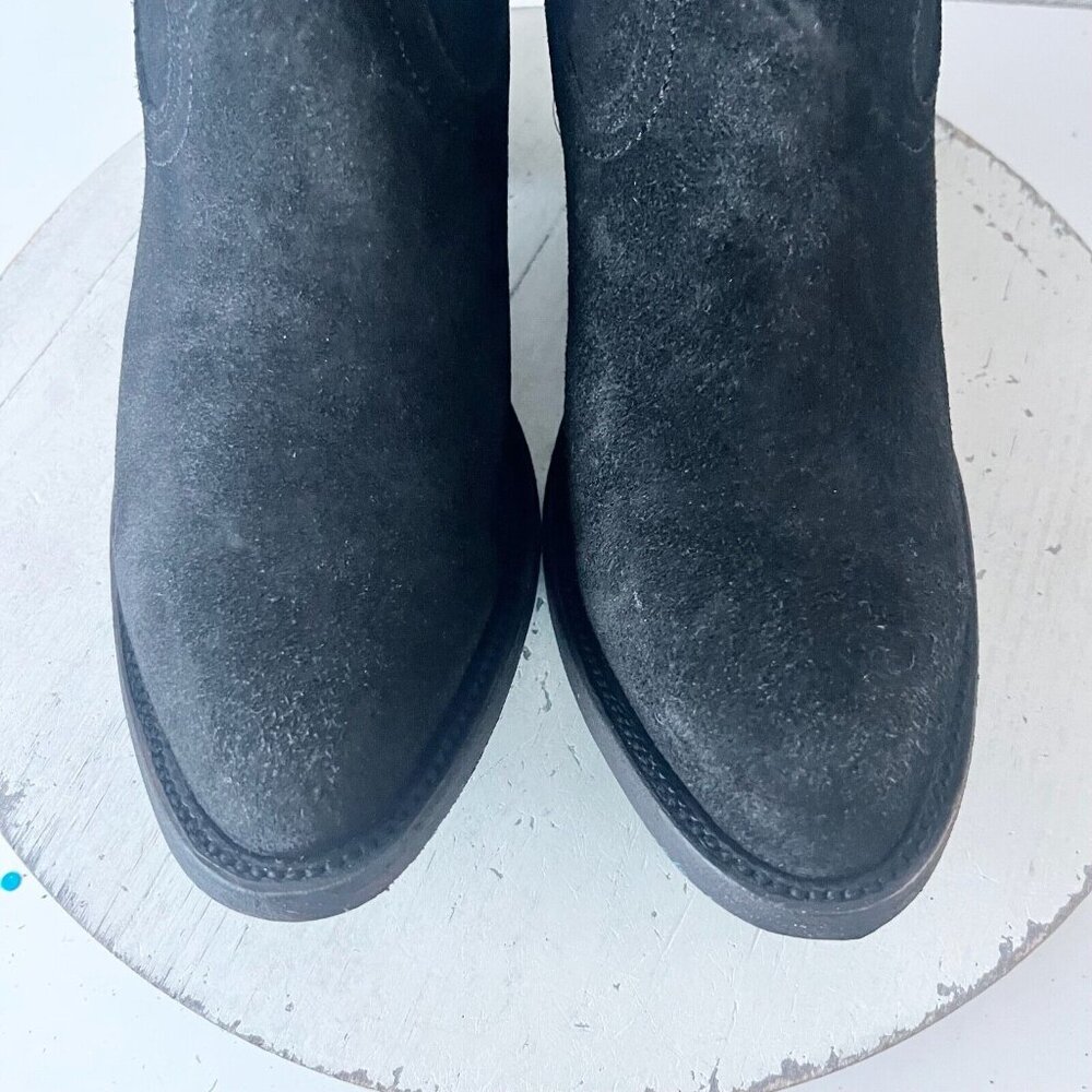 Lane PLAIN JANE Womens Cowboy Boots 8 Black Suede Western Style Cowgirl 16" Tall - Picture 8 of 14